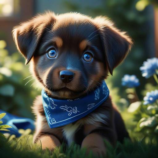 Photorealistic Brown Puppy in a Garden