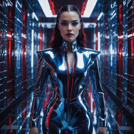 Futuristic Fashion Portrait with Chrome Bodysuit