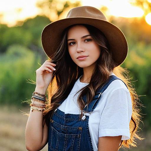 Realistic Girl at Sunset Outdoors