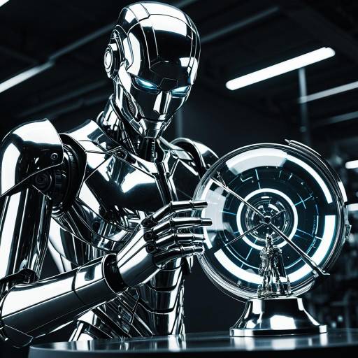 Metallic Android Crafting Glass Sculpture