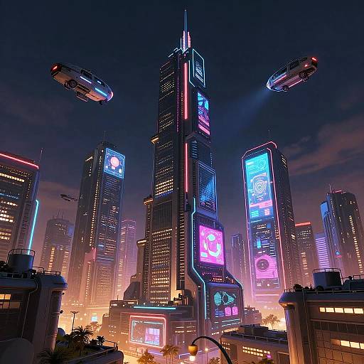 Futuristic Cyberpunk Cityscape Art