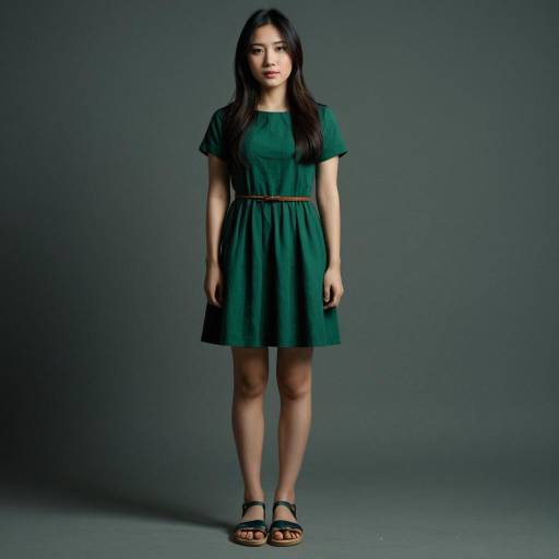 Photorealistic Asian Girl in Green Dress