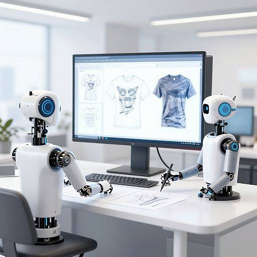 AI Robots Crafting Unique T-Shirt Designs