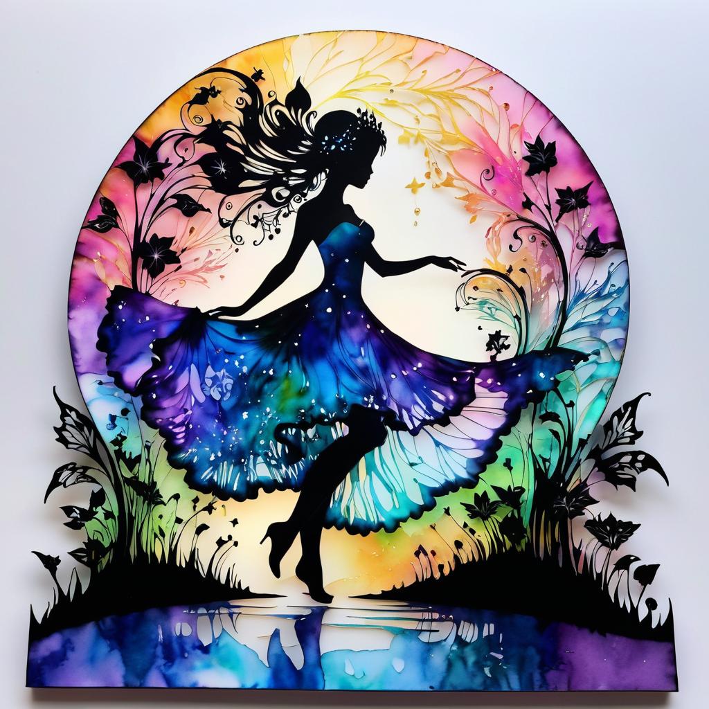 Radiant Fairy Whimsy Silhouette Art