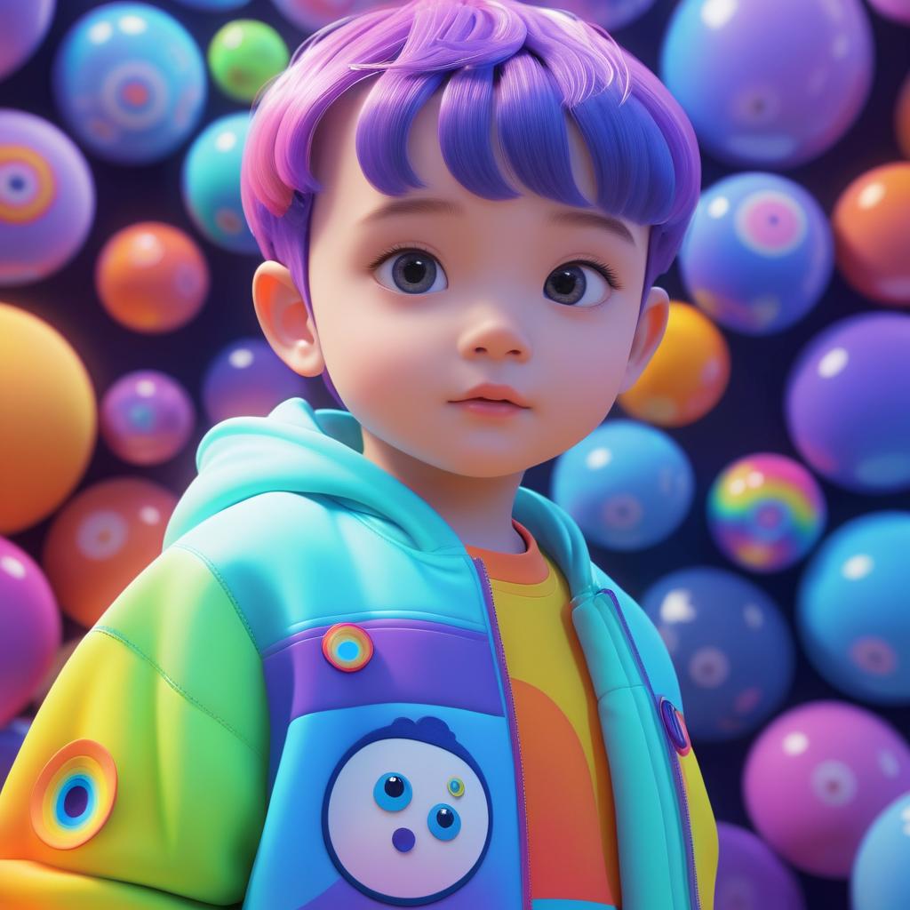 Vibrant 3D Child Portrait in Metaverse Style