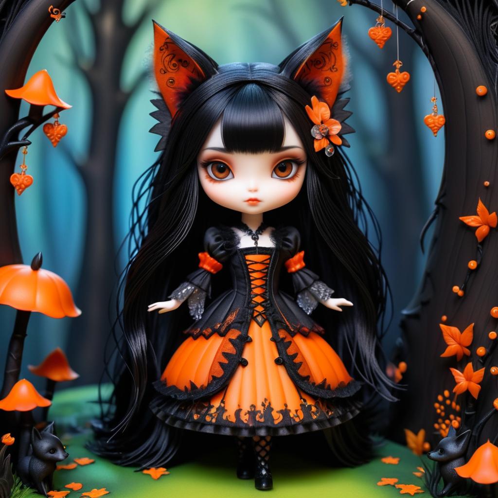 Charming Gothic Vampire with Playful Fox