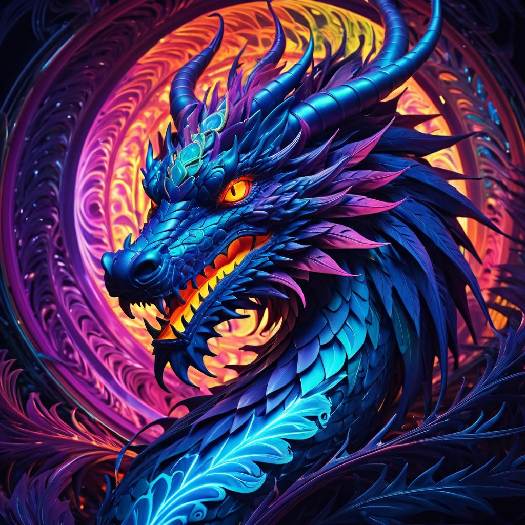 Psychedelic Dragon in Surreal Colors