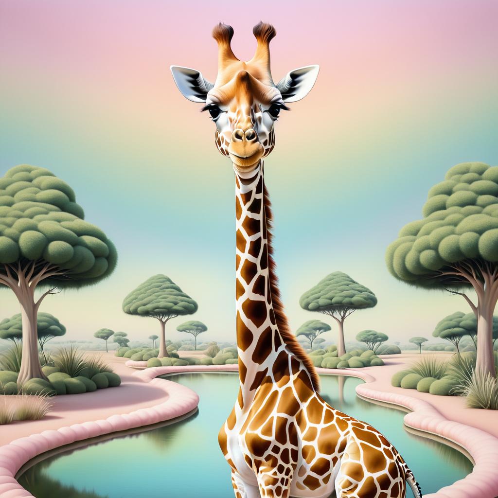 Dreamy Surreal Giraffe in Pastel Shades