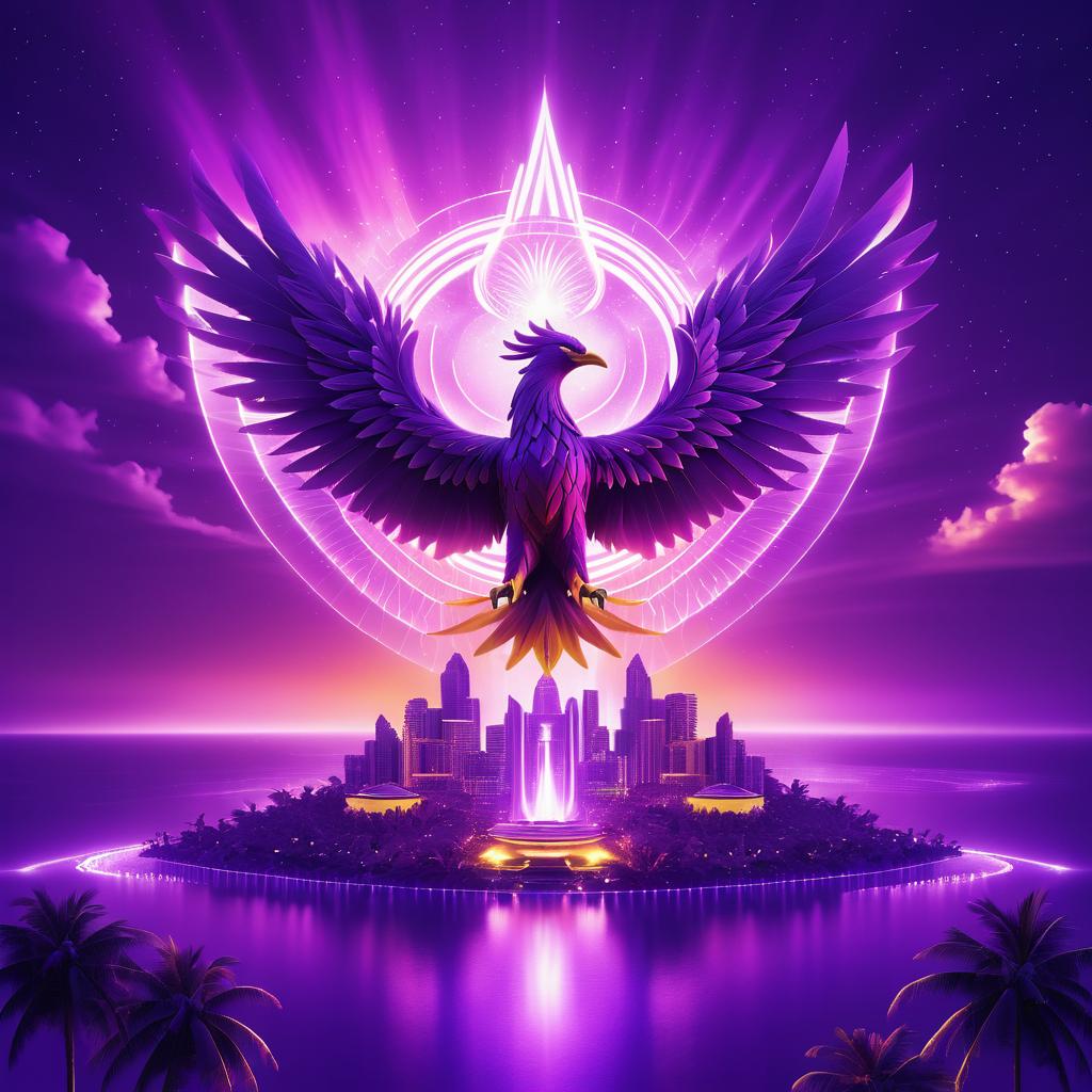 Phoenix Rising Over a Futuristic City