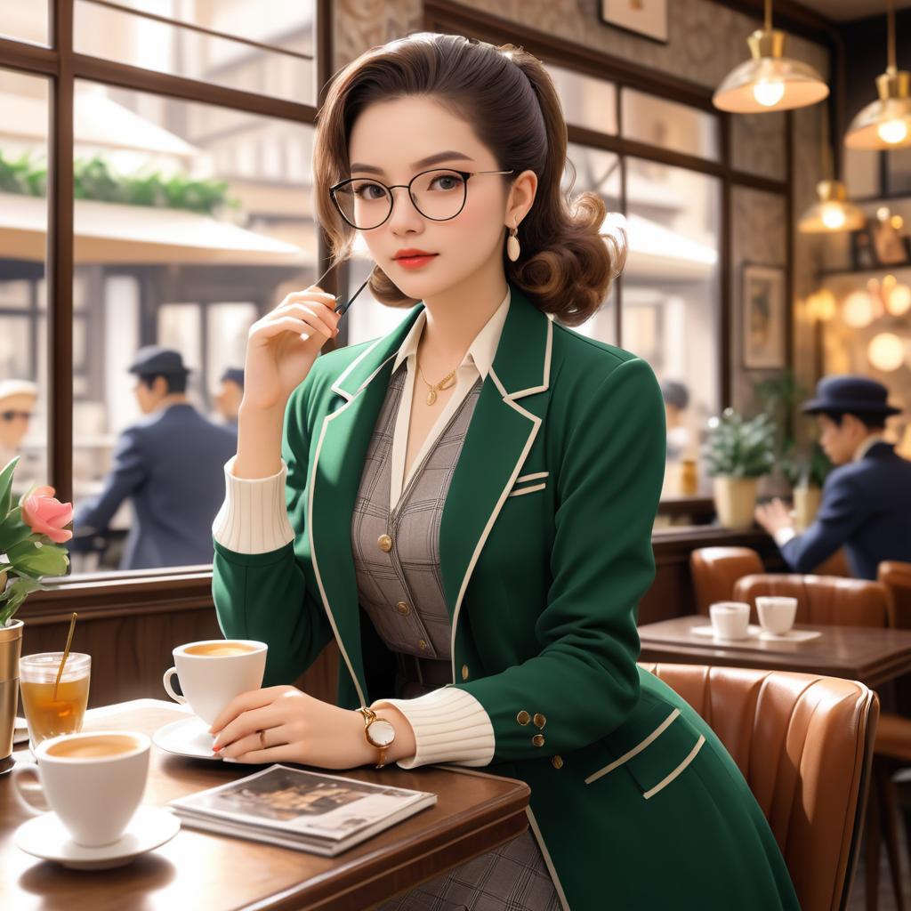 Chic Vintage Fashion in a Cozy Café