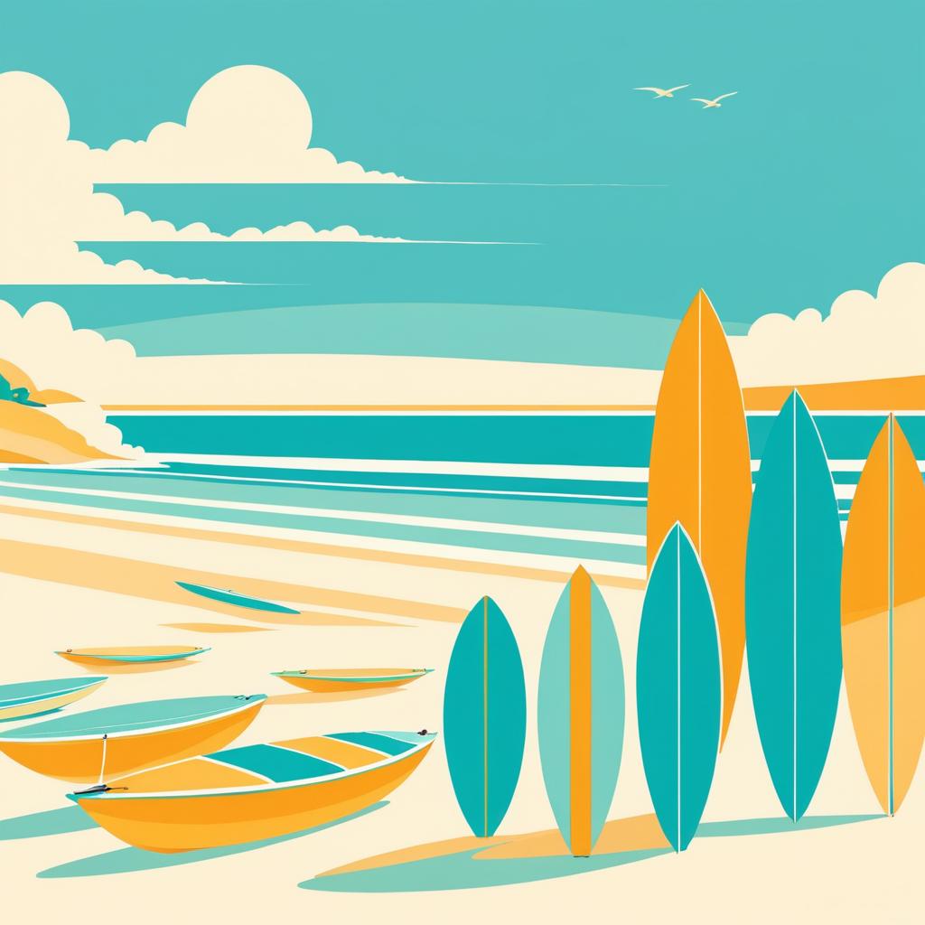 Vintage Beach Scene Surfing Poster Design