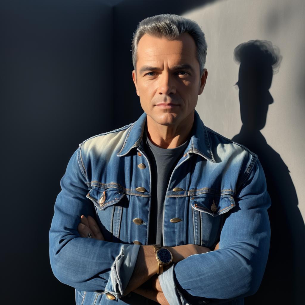 Distinguished Man in Denim Jacket Portrait