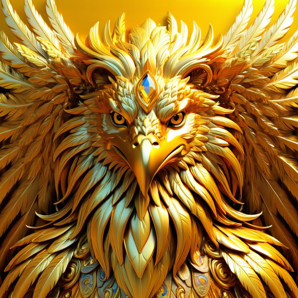 Majestic Golden Griffin Portrait Art