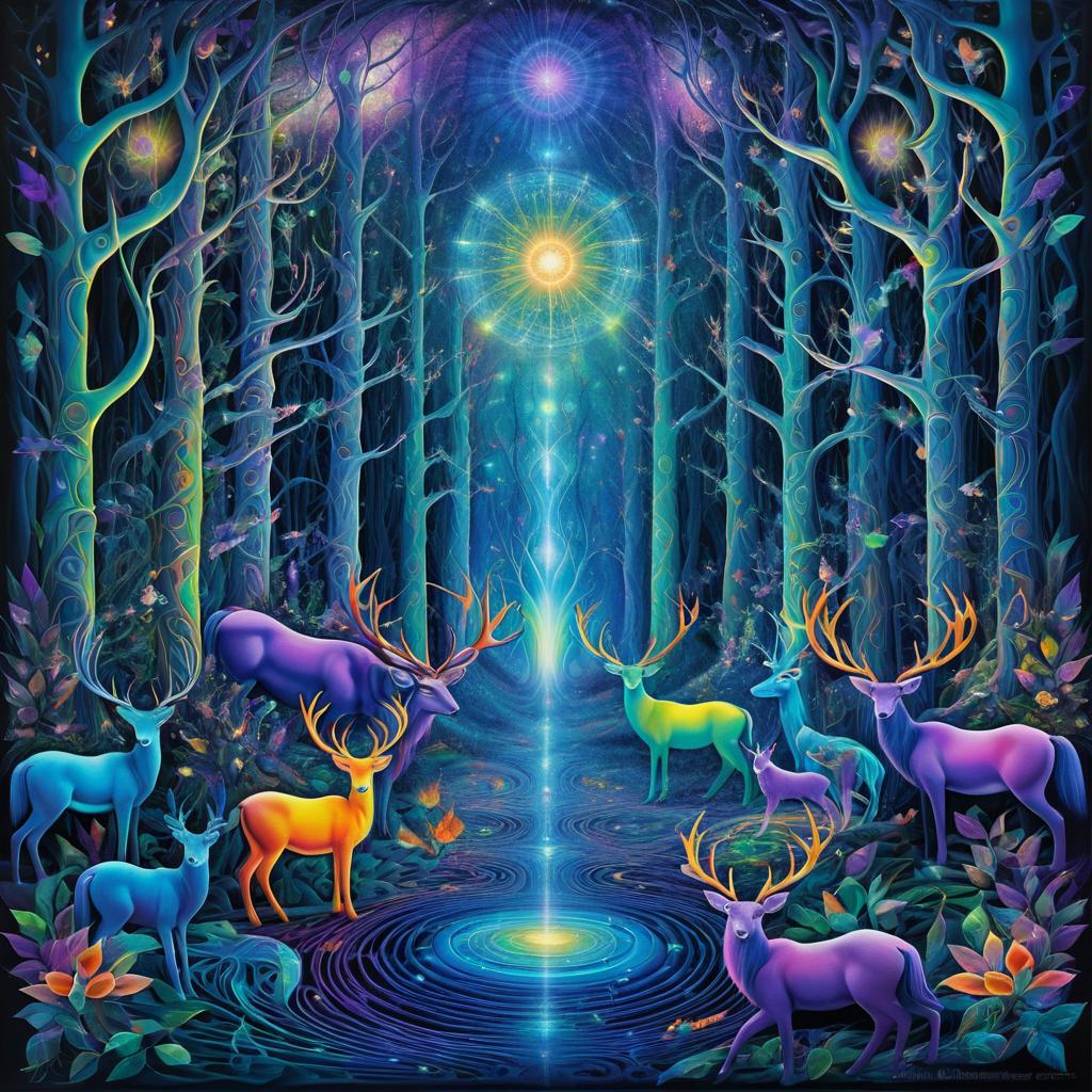 Enchanted Forest of Psychedelic Animals