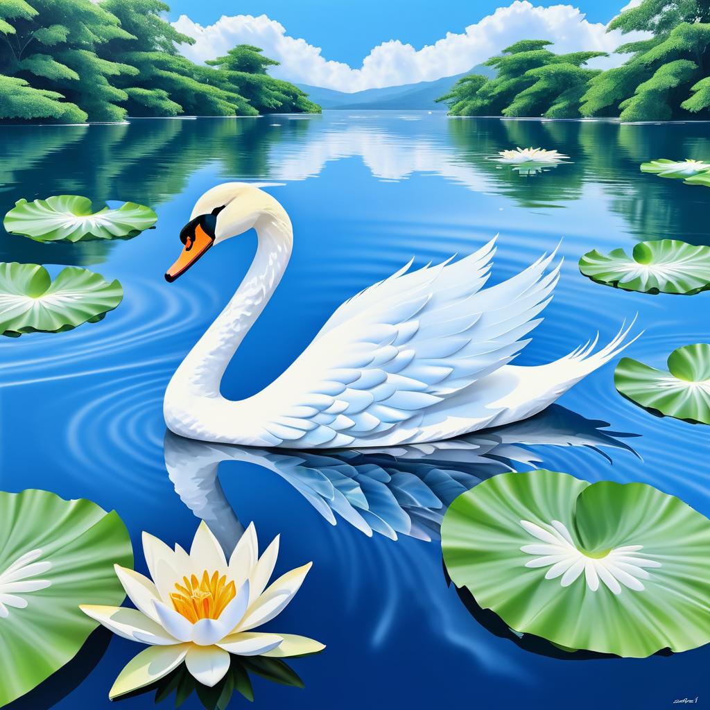 Graceful Swan on Tranquil Lake