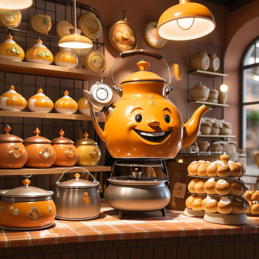 Cheerful Kettle in a Quaint Bakery