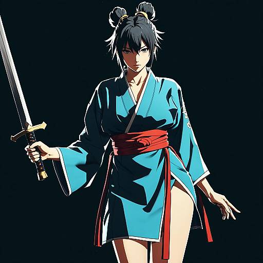 Anime Warrior Character in Ray Tracing