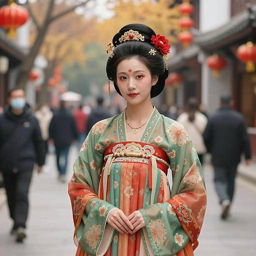 Asian Woman in Traditional Chinese Festival Dress