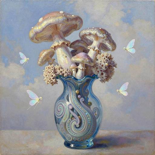 Iridescent Pastel Vase with Dragonets