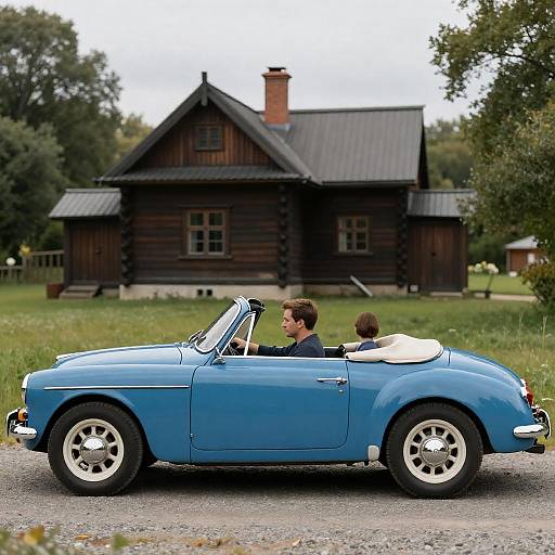 Vintage Convertible Car in Rustic Setting