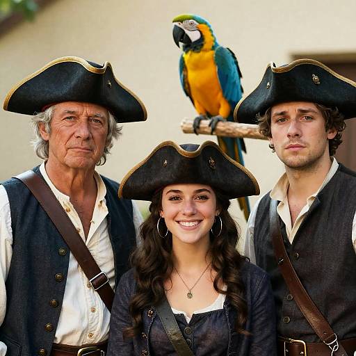 Portrait of 18th Century Pirates Smiling