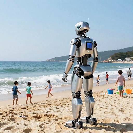 Robotic Lifeguard at Crowded Beach