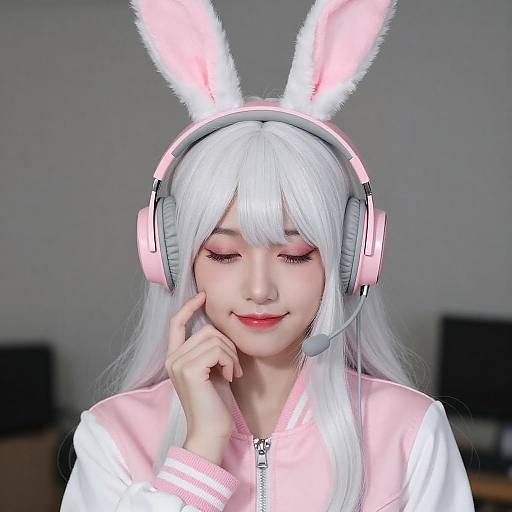 Young Woman in Pink Bunny Ears