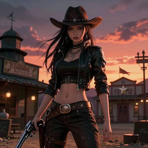 Cyberpunk Anime Wild West Gunslinger