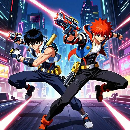 Cyberpunk Anime Battle Scene