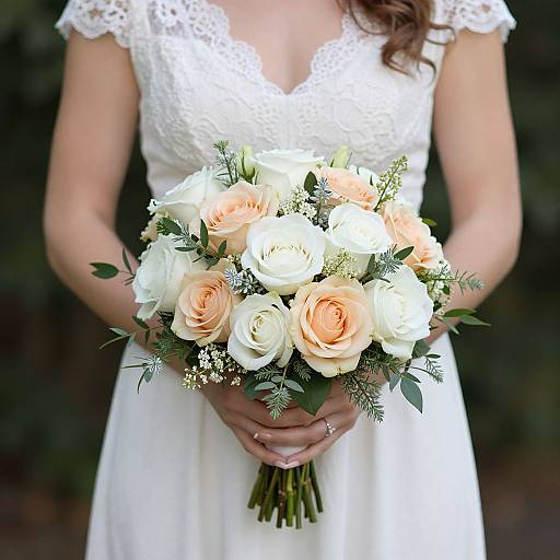 Elegant Rose Bouquet in Lace Dress