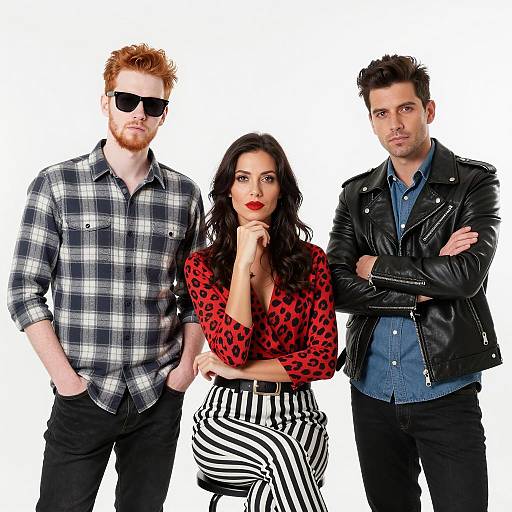 Three Stylish Individuals on White Background