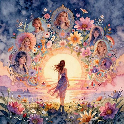 Interplanetary Summer Sunset Watercolor