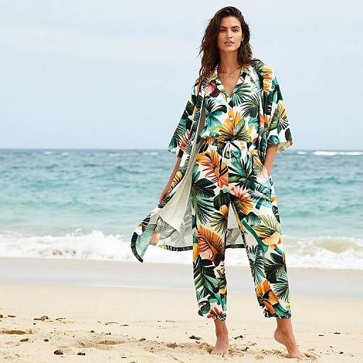 Tropical Beach Editorial Fashion Ensemble