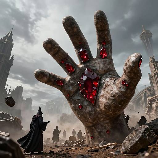 Giant Ruby-Encrusted Stone Hand Spell