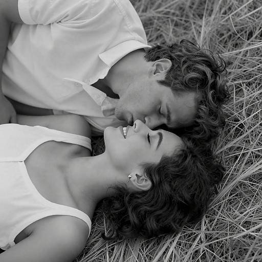 Black and White Couple Lying on Hay