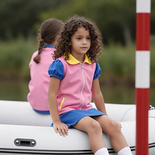 Girl in Pink Vest on Inflatable Boat