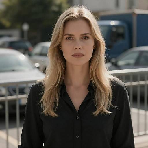 Blonde Woman in Urban Setting Portrait