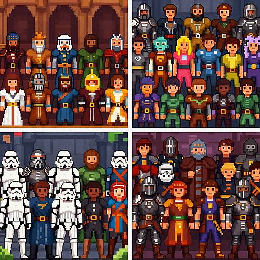 Diverse Pixel Art Fandom Collage