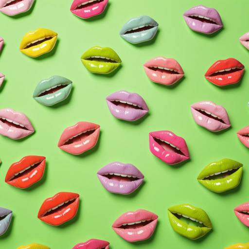 Pastel Colored 3D Lips with Silver Tongues