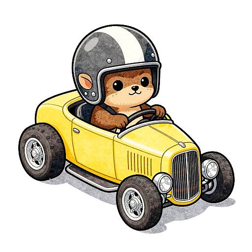 Funny Gremlin Hotrod Illustration