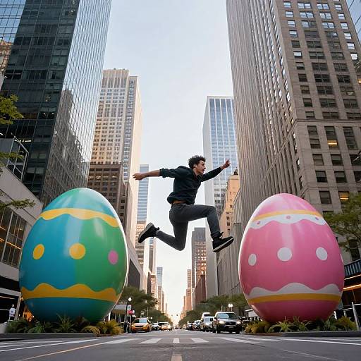 Manhattan Skyline with Giant Easter Eggs