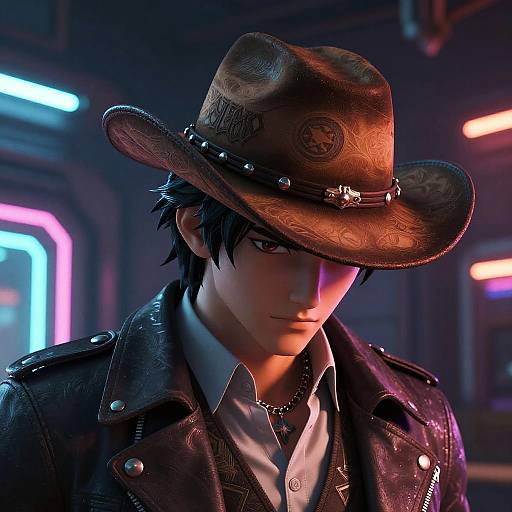 Futuristic Anime Cowboy with Neon