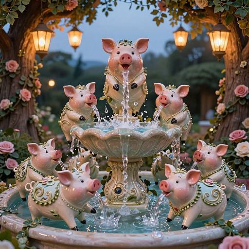 Fairytale Miss Piggy Ceramic Fountain