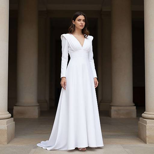 Elegant Woman in White Gown