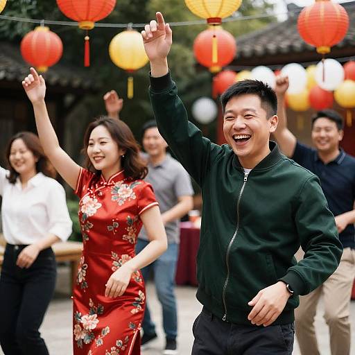 Group Dancing at Festive Outdoor Party