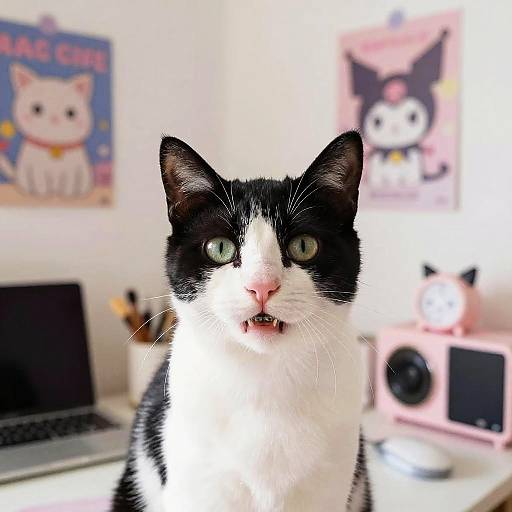 Cute Cat with Braces in Teen Room