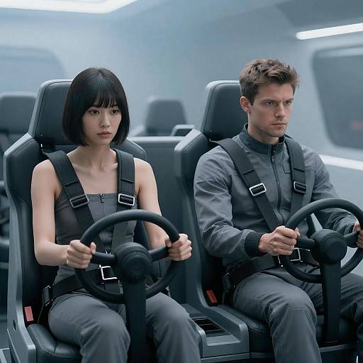 Futuristic Duo in High-Tech Seats