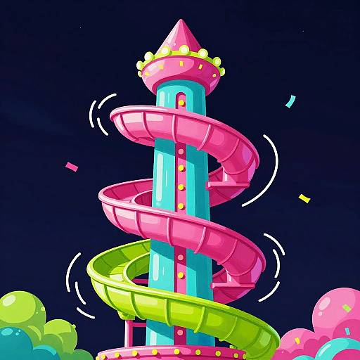 Vibrant Cartoon Amusement Park Tower