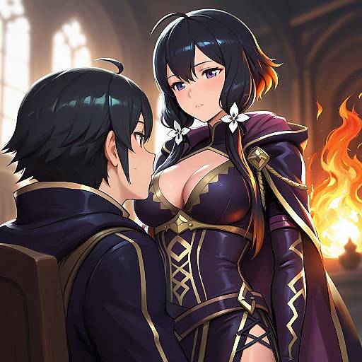 Illustration of Morgan (female) (fire emblem), fire emblem in the style of Qosic