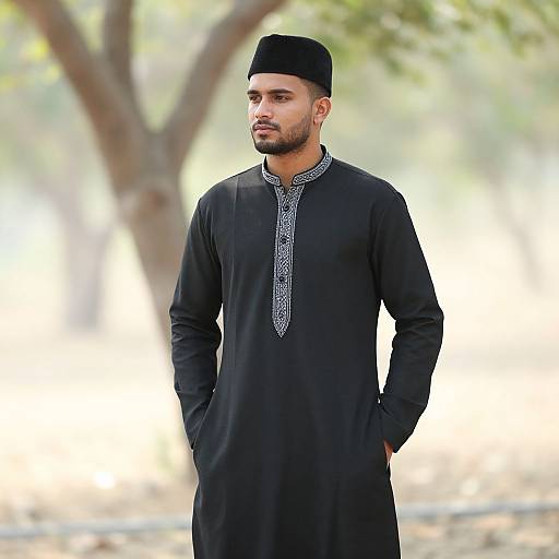 Stylish Black Punjabi Suit Portrait